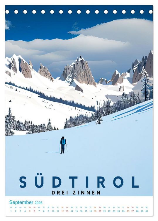 Produktbild: S&uuml;dtirol - Old School Poster Style (Tischkalender 2026 DIN A5 hoch), CALVENDO Monatskalender