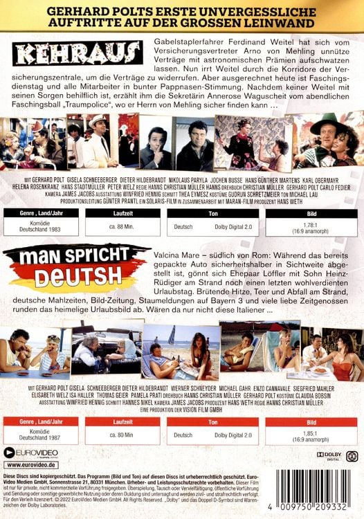 Produktbild: Gerhard Polts legend&auml;re Kinodeb&uuml;ts - Man spricht Deutsh / Kehraus [2 DVDs]