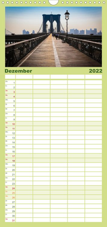 Produktbild: Familienplaner New York City Impressionen / Geburtstagskalender (Wandkalender 2022 , 21 cm x 45 cm, hoch)