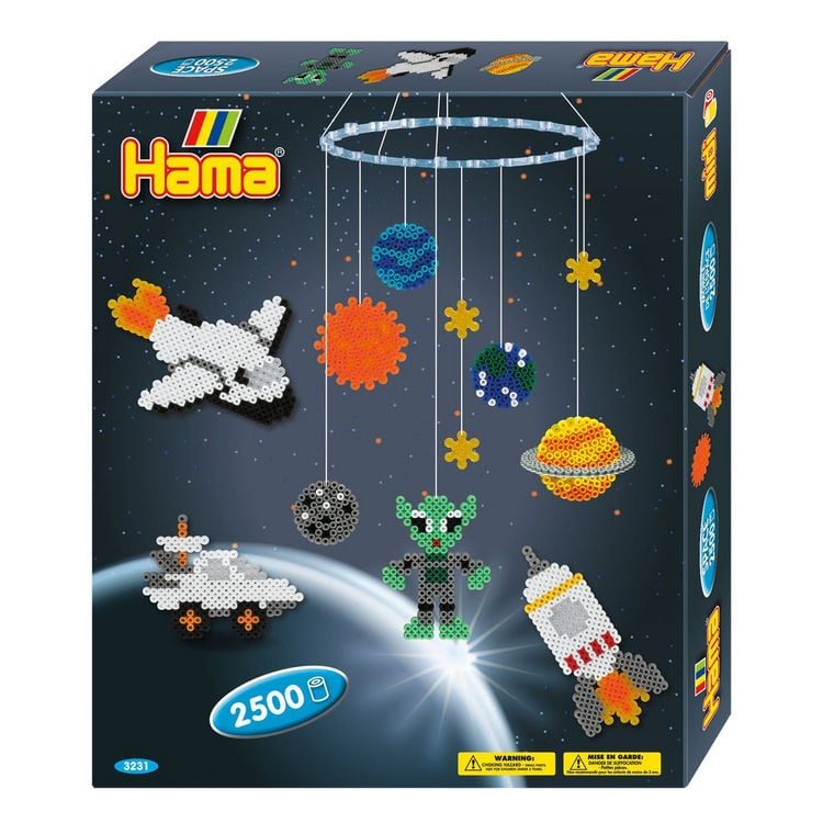 Produktbild: Hama 3231 - Weltraumabenteuer Mobile, ca. 2500 B&uuml;gelperlen Midi mit Zubeh&ouml;r, Geschenkpackung