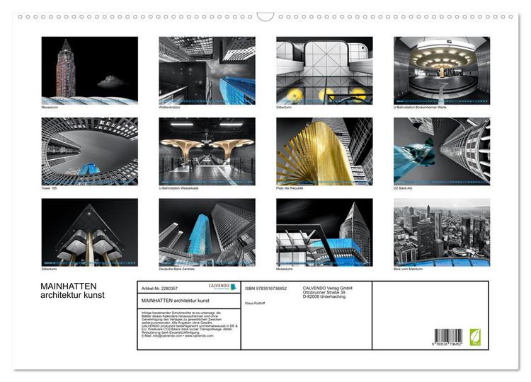 Produktbild: MAINHATTEN architektur kunst (Wandkalender 2026 DIN A2 quer), CALVENDO Monatskalender