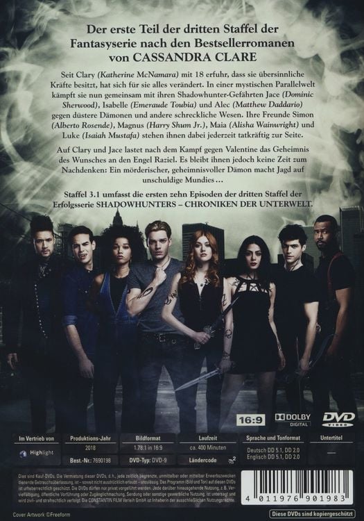 Produktbild: Shadowhunters Staffel 3.1 [3 DVDs]