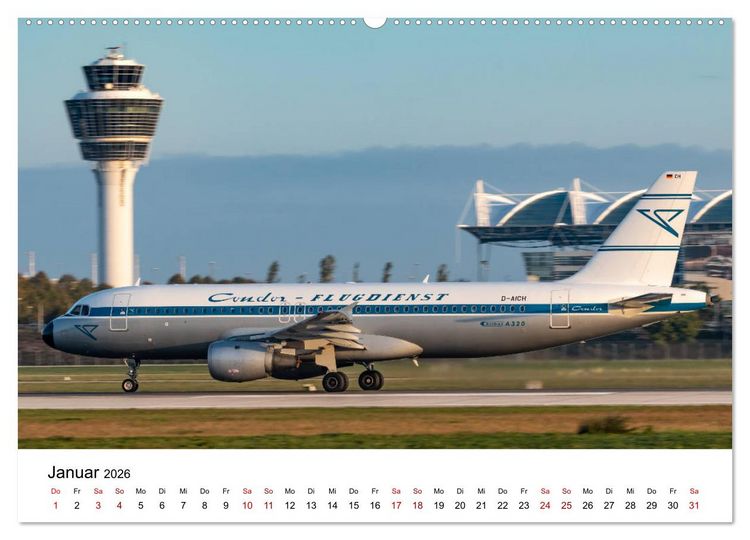 Produktbild: Planespotting am Flughafen M&uuml;nchen (hochwertiger Premium Wandkalender 2026 DIN A2 quer), Kunstdruck in Hochglanz