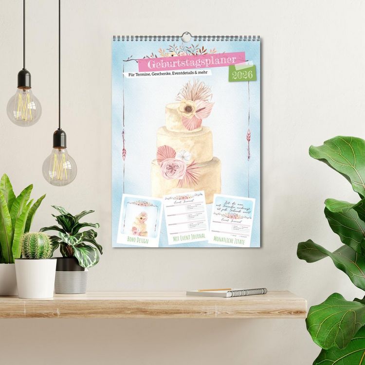 Produktbild: Geburtstagsplaner Boho Blau - F&uuml;r Termine, Geschenke, Eventdetails & mehr (Wandkalender 2026 DIN A3 hoch), CALVENDO Monatskalender