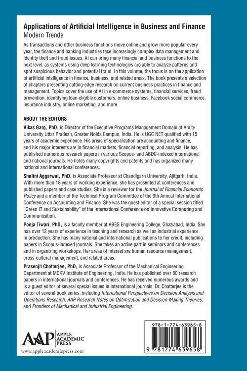 Produktbild: Applications of Artificial Intelligence in Business and Finance
