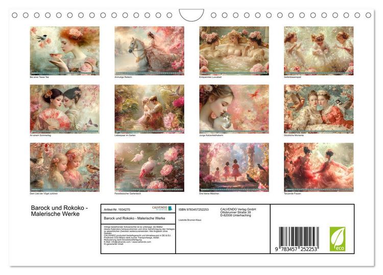 Produktbild: Barock und Rokoko - Malerische Werke (Wandkalender 2026 DIN A4 quer), CALVENDO Monatskalender