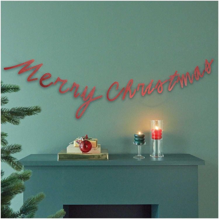 Produktbild: Girlande Merry Christmas, Glitter, Rot MIX, L&auml;nge 3m