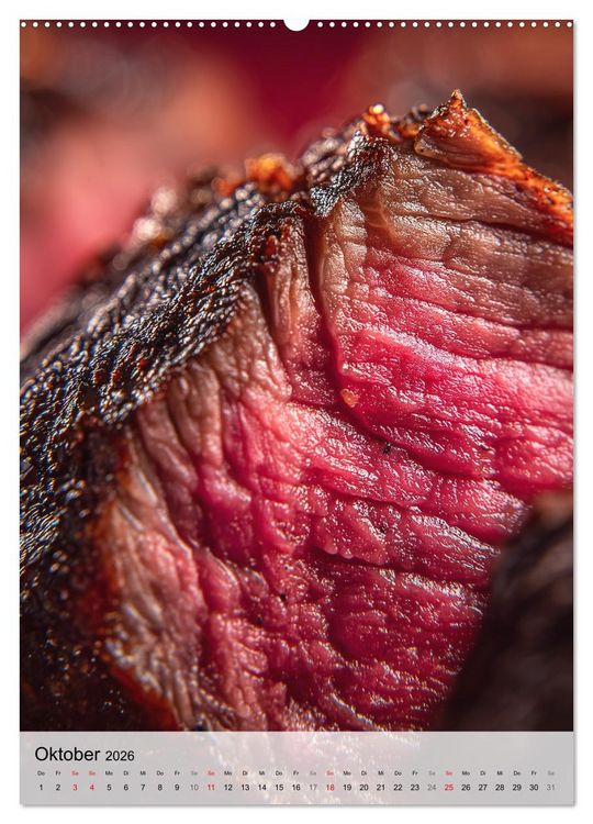 Produktbild: Saftiges Fleisch - Steaks f&uuml;r Genie&szlig;er und Fleischliebhaber (Wandkalender 2026 DIN A2 hoch), CALVENDO Monatskalender
