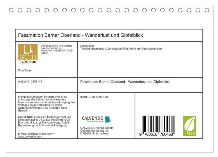 Produktbild: Faszination Berner Oberland - Wanderlust und Gipfelblick (Tischkalender 2027 DIN A5 quer), CALVENDO Monatskalender