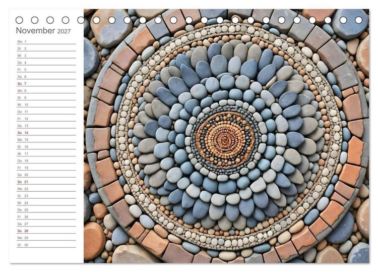 Produktbild: Natural Mandalas - Kraftvolle KI Mandalas aus Naturmaterialien (Tischkalender 2027 DIN A5 quer), CALVENDO Monatskalender