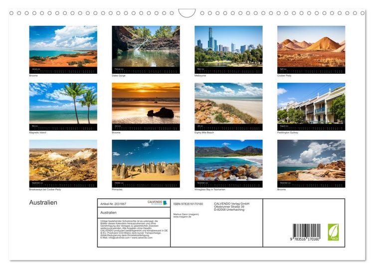 Produktbild: Australien (Wandkalender 2026 DIN A3 quer), CALVENDO Monatskalender