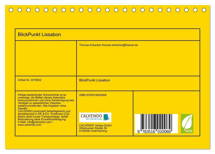 Produktbild: BlickPunkt Lissabon (Tischkalender 2026 DIN A5 quer), CALVENDO Monatskalender