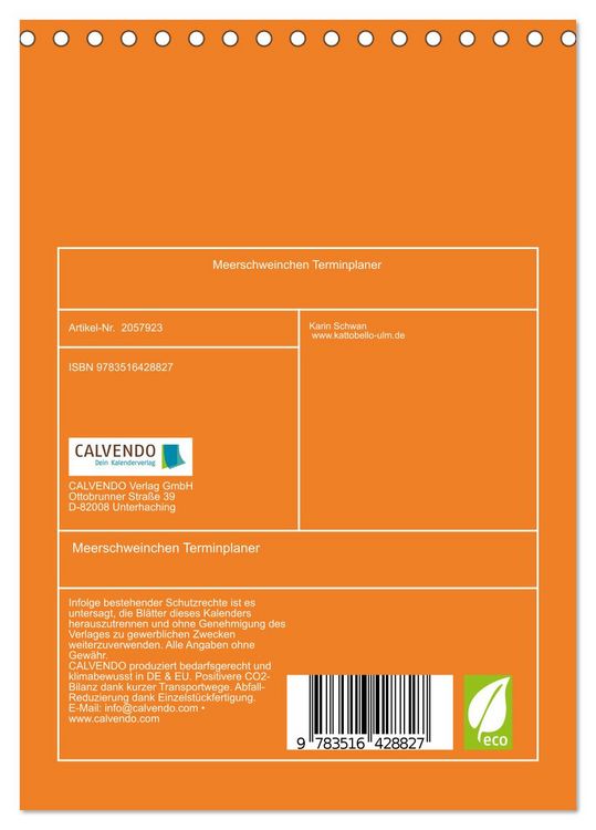 Produktbild: Meerschweinchen Terminplaner (Tischkalender 2026 DIN A5 hoch), CALVENDO Monatskalender