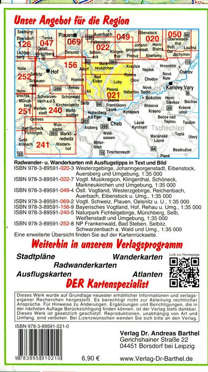 Produktbild: Wander-, Ski- und Radwanderkarte Vogtländische Musik- und Bäderregion, Bad Elster, Markneukirchen