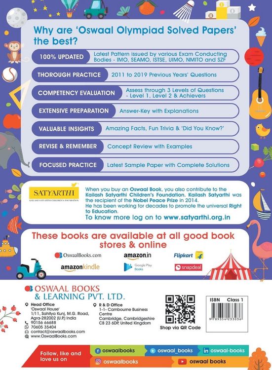 Produktbild: Oswaal One for All Olympiad Previous Years Solved Papers, Class-1 Mathematics Book (For 2021-22 Exam)