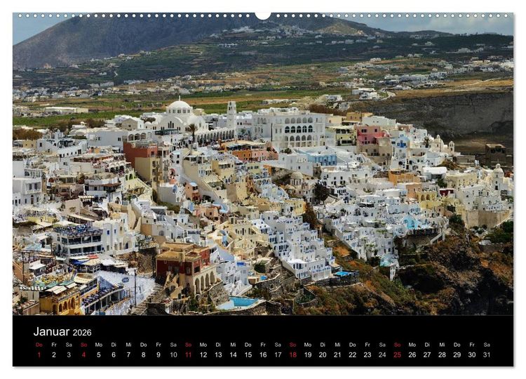 Produktbild: Santorini &ndash; Leben auf dem Vulkan (hochwertiger Premium Wandkalender 2026 DIN A2 quer), Kunstdruck in Hochglanz