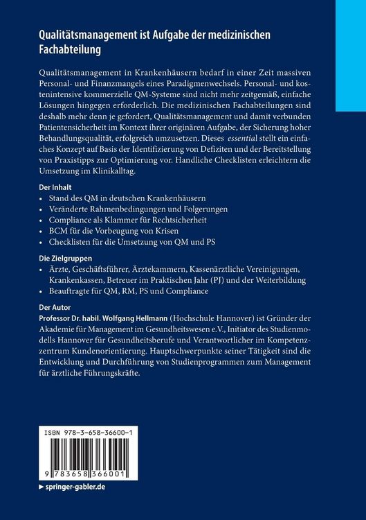 Produktbild: Qualit&auml;tsmanagement ist Aufgabe der medizinischen Fachabteilung