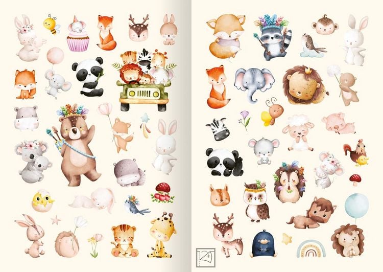 Produktbild: Meine Aquarell-Sticker &ndash; Tierkinder