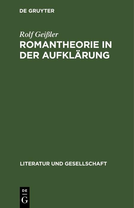 Produktbild: Romantheorie in der Aufkl&auml;rung