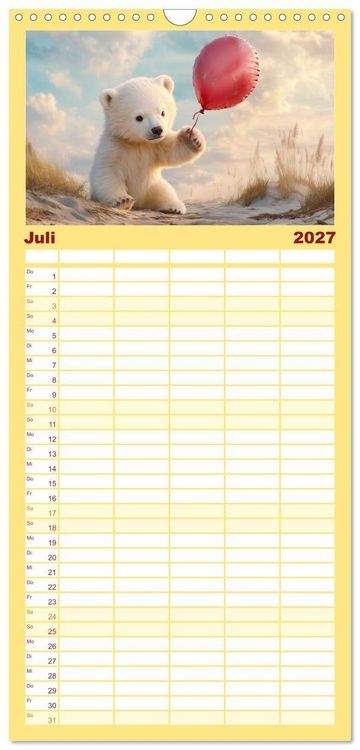 Produktbild: Familienplaner 2027 - Kleiner Eisb&auml;r und die gro&szlig;e Welt mit 5 Spalten (Wandkalender, 21 x 45 cm) CALVENDO