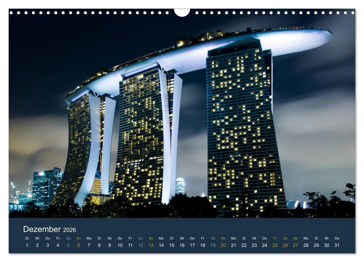 Produktbild: Singapur bei Nacht und Tag (Wandkalender 2026 DIN A3 quer), CALVENDO Monatskalender