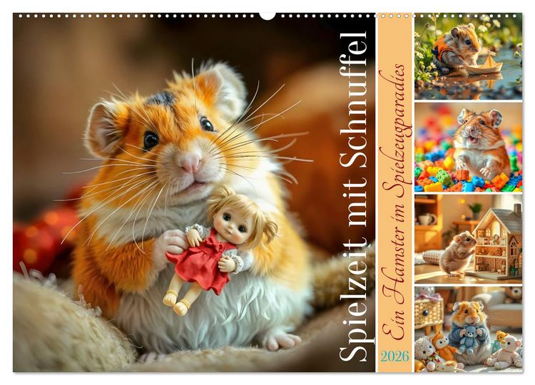 Produktbild: Spielzeit mit Schnuffel - Ein Hamster im Spielzeugparadies (Wandkalender 2026 DIN A2 quer), CALVENDO Monatskalender