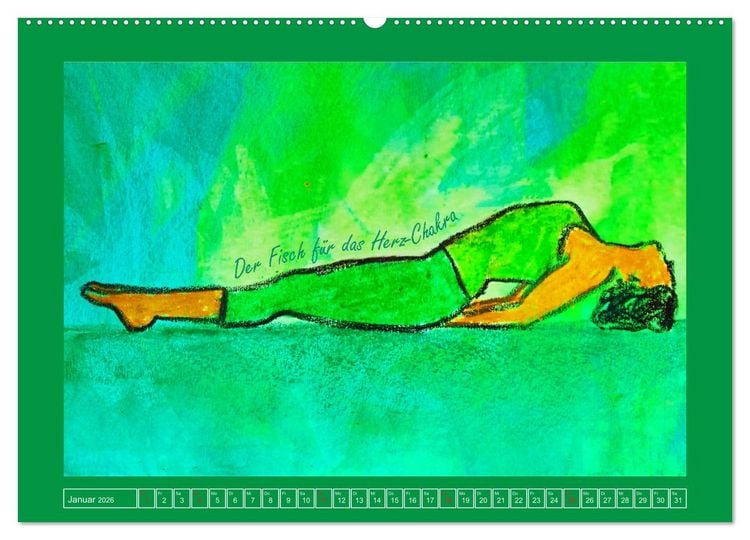 Produktbild: Farbige Yoga Kraftwelt - Yoga Asanas f&uuml;r die Chakren (Wandkalender 2026 DIN A2 quer), CALVENDO Monatskalender