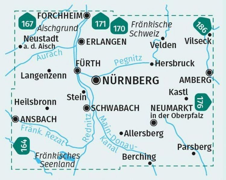 Produktbild: KOMPASS Wanderkarten-Set 163 N&uuml;rnberg und Umgebung (2 Karten) 1:50.000