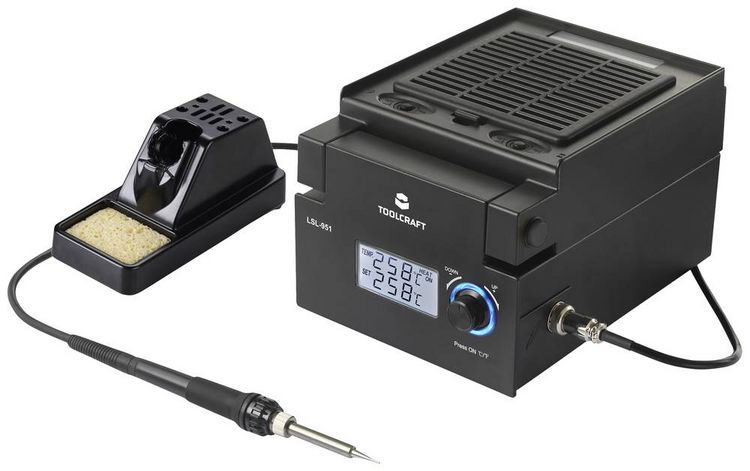 Produktbild: TOOLCRAFT LSL-951 L&ouml;tstation mit LED-Beleuchtung und L&ouml;trauchabsaugung digital 80 W 160 - 480 &deg;C