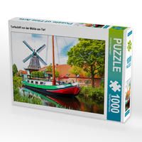 Produktbild: CALVENDO Puzzle Torfschiff vor der M&uuml;hle am Tief 1000 Teile Lege-Gr&ouml;&szlig;e 64 x 48 cm Foto-Puzzle Bild von Andrea Dreegmeyer