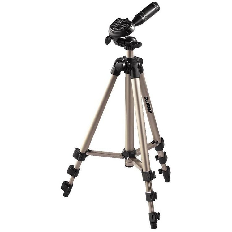 Produktbild: Hama "Star 5" Dreibeinstativ 1/4 Zoll Arbeitsh&ouml;he=36.5 - 106.5 cm Champagner inkl. Tasche, 3D-Neiger