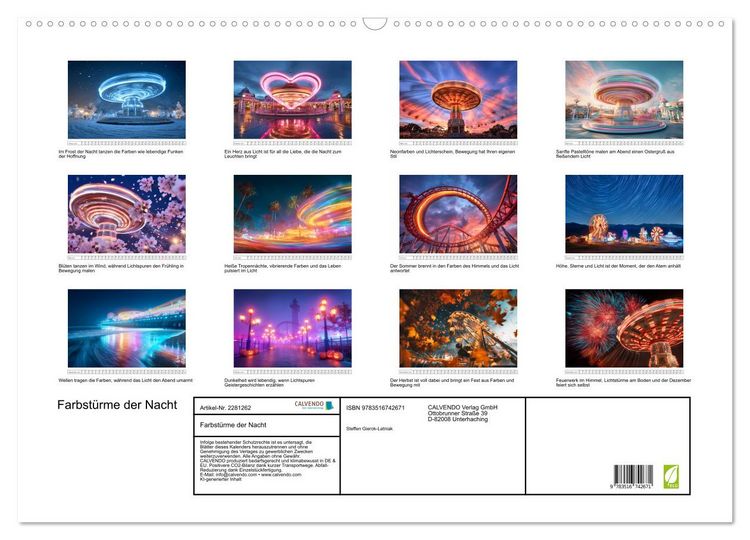 Produktbild: Farbst&uuml;rme der Nacht (Wandkalender 2026 DIN A2 quer), CALVENDO Monatskalender