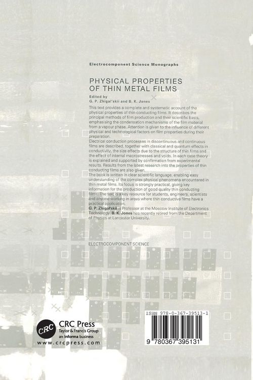 Produktbild: The Physical Properties of Thin Metal Films