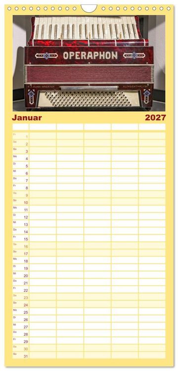 Produktbild: Familienplaner 2027 - Akkordeon, Hast Du da noch T&ouml;ne? mit 5 Spalten (Wandkalender, 21 x 45 cm) CALVENDO