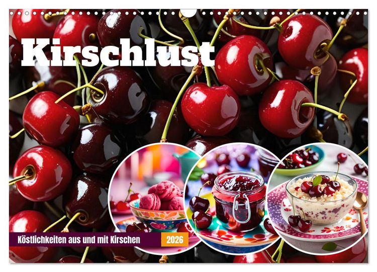Produktbild: Kirschlust - K&ouml;stlichkeiten aus und mit Kirschen (Wandkalender 2026 DIN A3 quer), CALVENDO Monatskalender