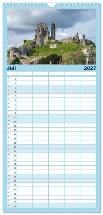 Produktbild: Familienplaner 2027 - Rundreise: Dorset in sieben Tagen mit 5 Spalten (Wandkalender, 21 x 45 cm) CALVENDO