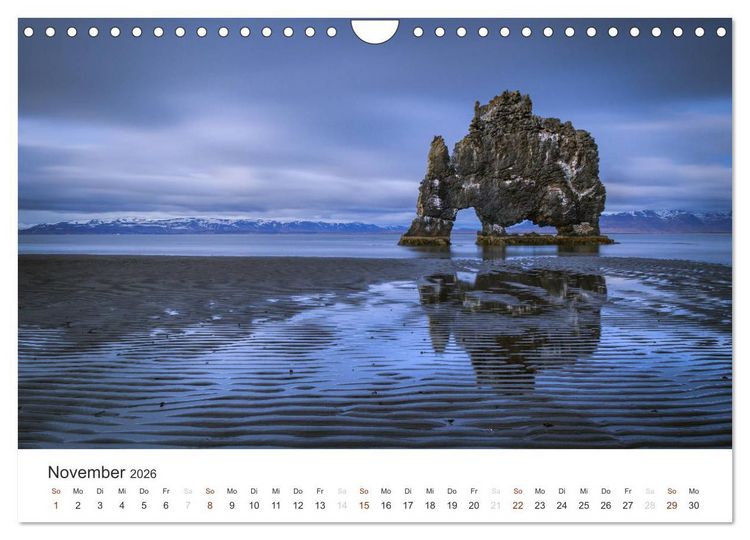Produktbild: ISLAND 63&deg; - 66&deg; N / 13&deg; - 25&deg; W (Wandkalender 2026 DIN A4 quer), CALVENDO Monatskalender