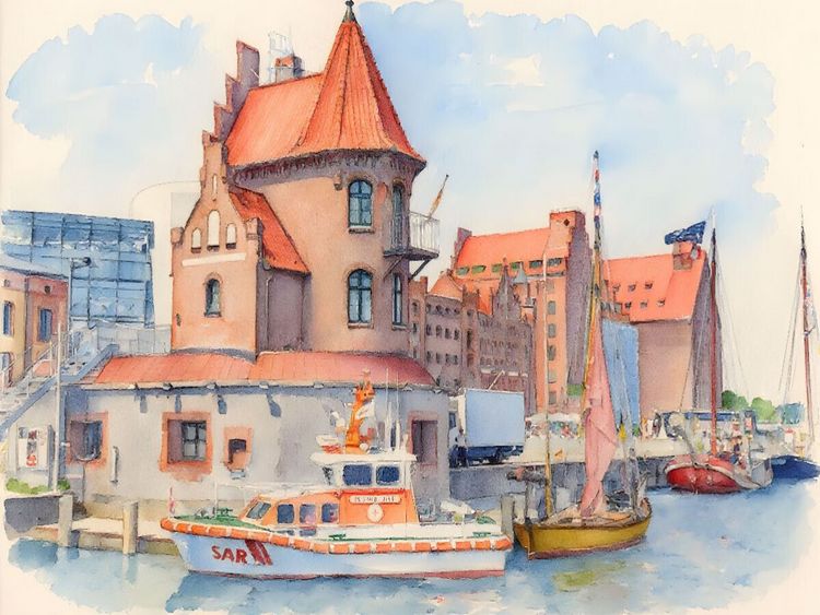 Produktbild: CALVENDO Puzzle Lotsenhaus Stralsund | 1000 Teile Lege-Gr&ouml;&szlig;e 64x48cm Foto-Puzzle f&uuml;r gl&uuml;ckliche Stunden