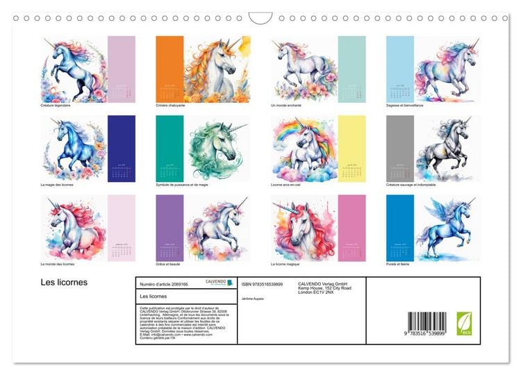 Produktbild: Les licornes (Calendrier mural 2026 DIN A3 vertical), CALVENDO calendrier mensuel