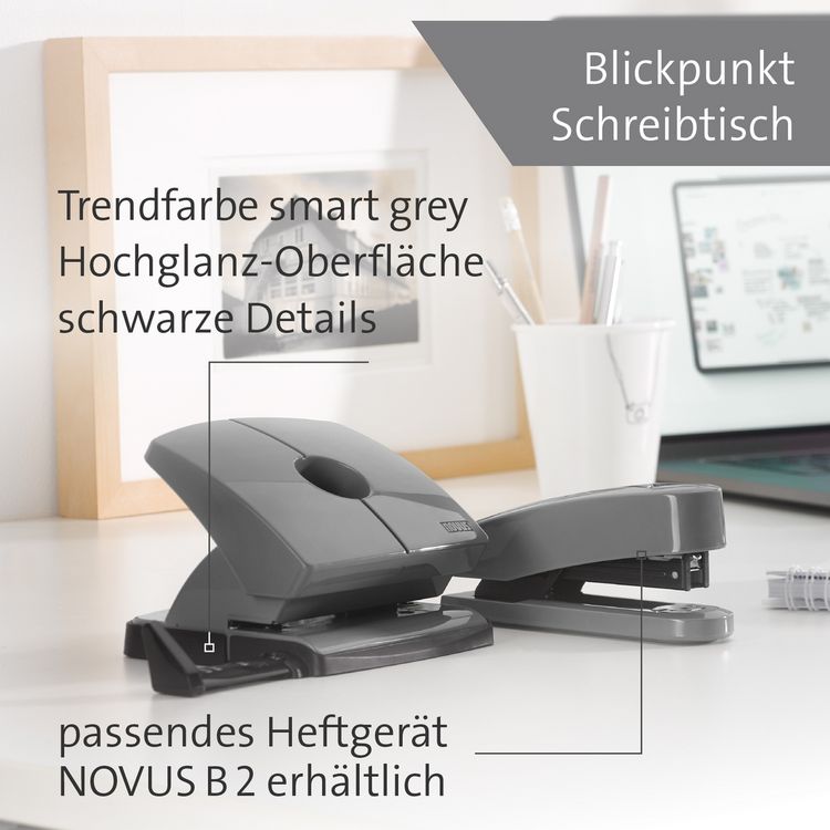 Produktbild: Novus Office 025-0656 B&uuml;rolocher B 220 COLOR ID 2.0 Grau 20 Bl. (80 g/m&sup2;)