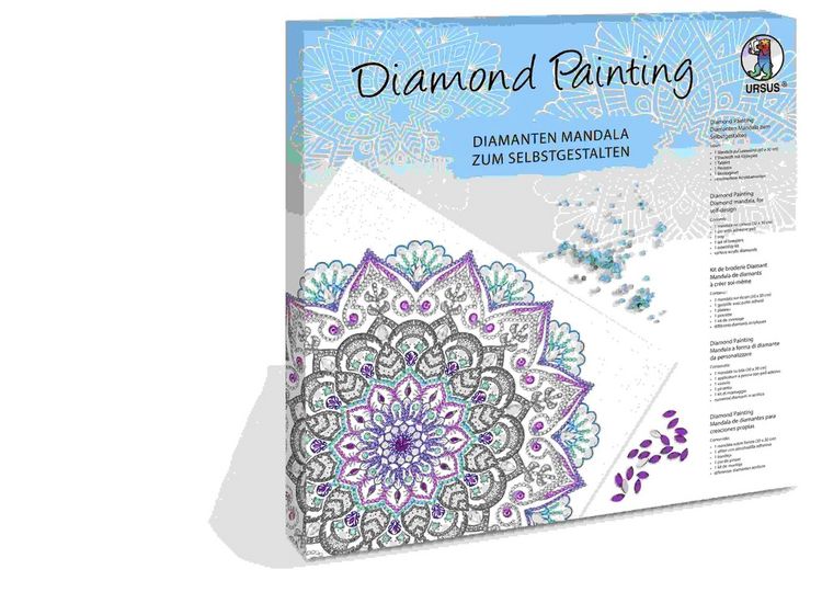 Produktbild: URSUS Erwachsenen-Bastelsets Diamond Painting, Diamanten Mandala, t&uuml;rkis/lila/anthrazit, Set 12