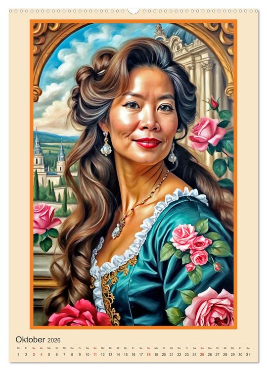 Produktbild: Portr&auml;tgalerie, Frauen in Barockkost&uuml;men (Wandkalender 2026 DIN A2 hoch), CALVENDO Monatskalender
