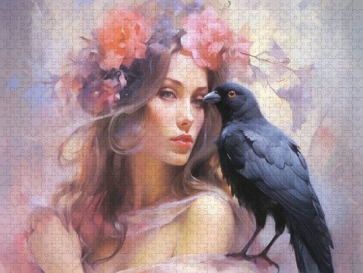 Produktbild: CALVENDO Puzzle Naturgeist mit Kr&auml;he | 1000 Teile Lege-Gr&ouml;&szlig;e 64x48cm Foto-Puzzle f&uuml;r gl&uuml;ckliche Stunden