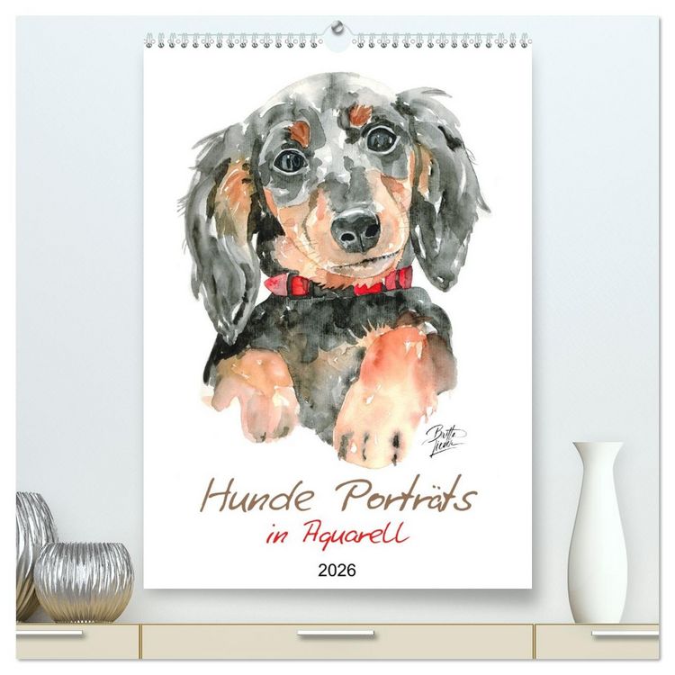 Produktbild: Hunde Portr&auml;ts in Aquarell (hochwertiger Premium Wandkalender 2026 DIN A2 hoch), Kunstdruck in Hochglanz