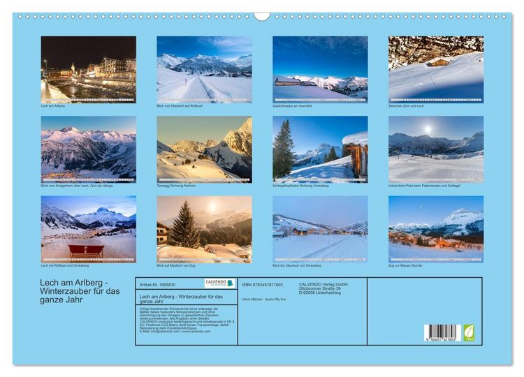 Produktbild: Lech am Arlberg - Winterzauber f&uuml;r das ganze Jahr (Wandkalender 2026 DIN A2 quer), CALVENDO Monatskalender