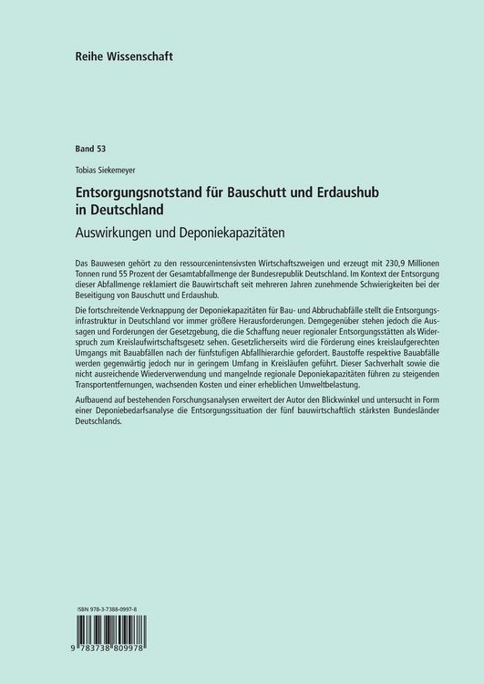 Produktbild: Entsorgungsnotstand f&uuml;r Bauschutt und Erdaushub in Deutschland