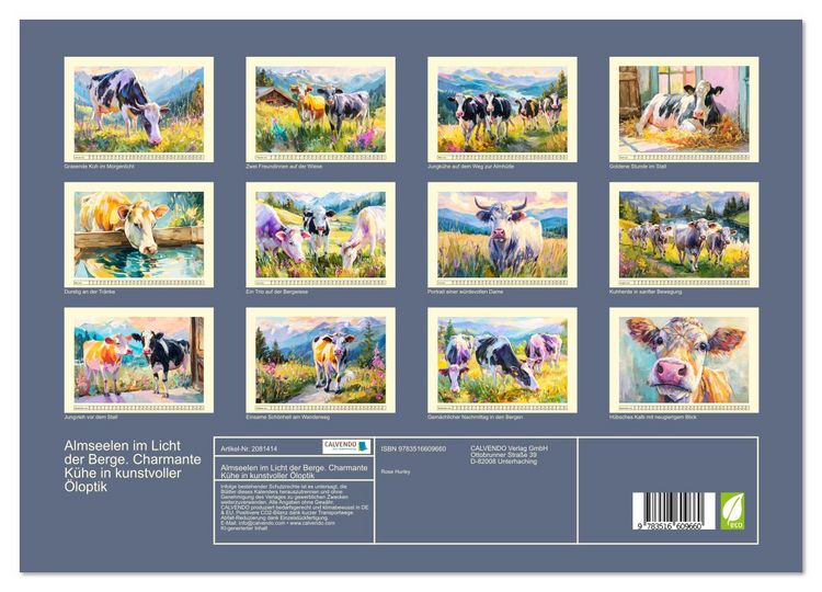 Produktbild: Almseelen im Licht der Berge. Charmante K&uuml;he in kunstvoller &Ouml;loptik (Wandkalender 2026 DIN A3 quer), CALVENDO Monatskalender
