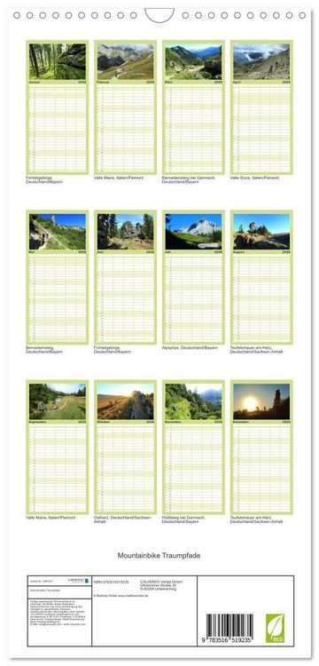 Produktbild: Familienplaner 2026 - Mountainbike Traumpfade mit 5 Spalten (Wandkalender, 21 x 45 cm) CALVENDO