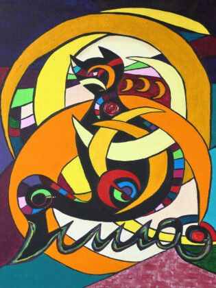 Produktbild: CALVENDO Puzzle Luna-K&auml;tz-Dreams, Petra Kolossa, Acryl auf Leinwand, 70x50, 2014 | 1000 Teile Lege-Gr&ouml;&szlig;e 64x48cm Foto-Puzzle f&uuml;r gl&uuml;ckliche Stunden