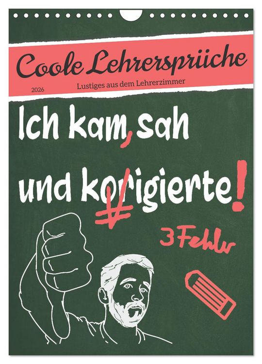 Produktbild: Coole Lehrerspr&uuml;che (Wandkalender 2026 DIN A4 hoch), CALVENDO Monatskalender